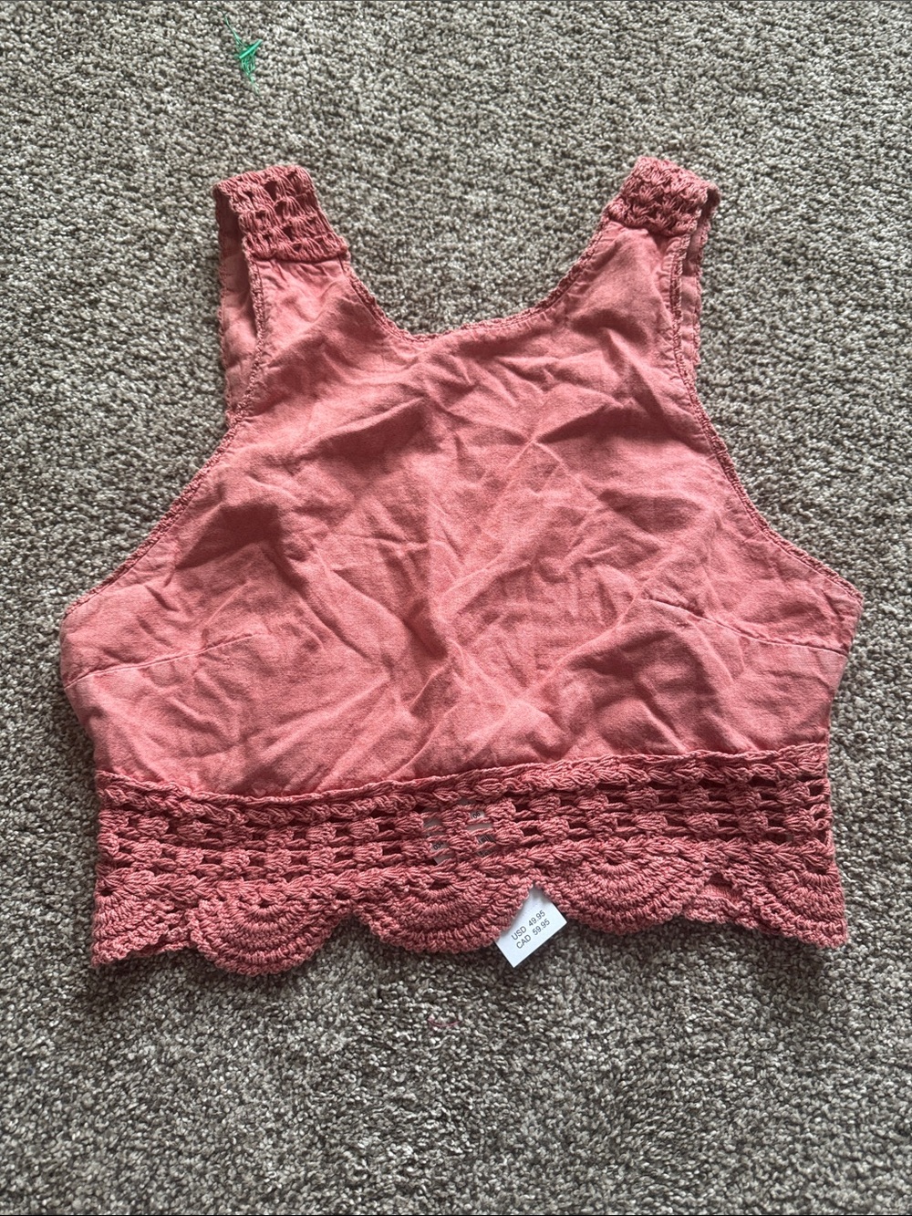American Eagle Outfitters Rose Crochet-Hem Tank